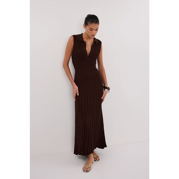 DISSH Hal Choc Sleeveless Knit Midi Dress Chocolate - M - Picture 1 of 4